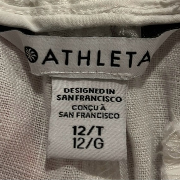 Athleta women’s retreat white linen joggers pantss size 12T - Picture 6 of 12